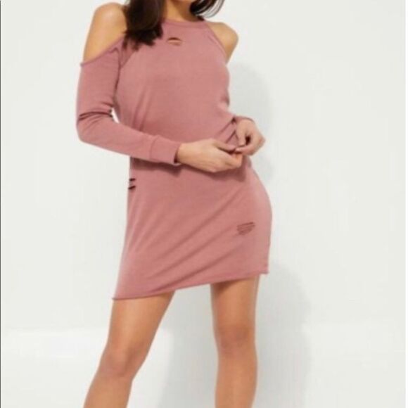 ❤️Almost famous distressed cold shoulder sweatshirt dress - Picture 1 of 8